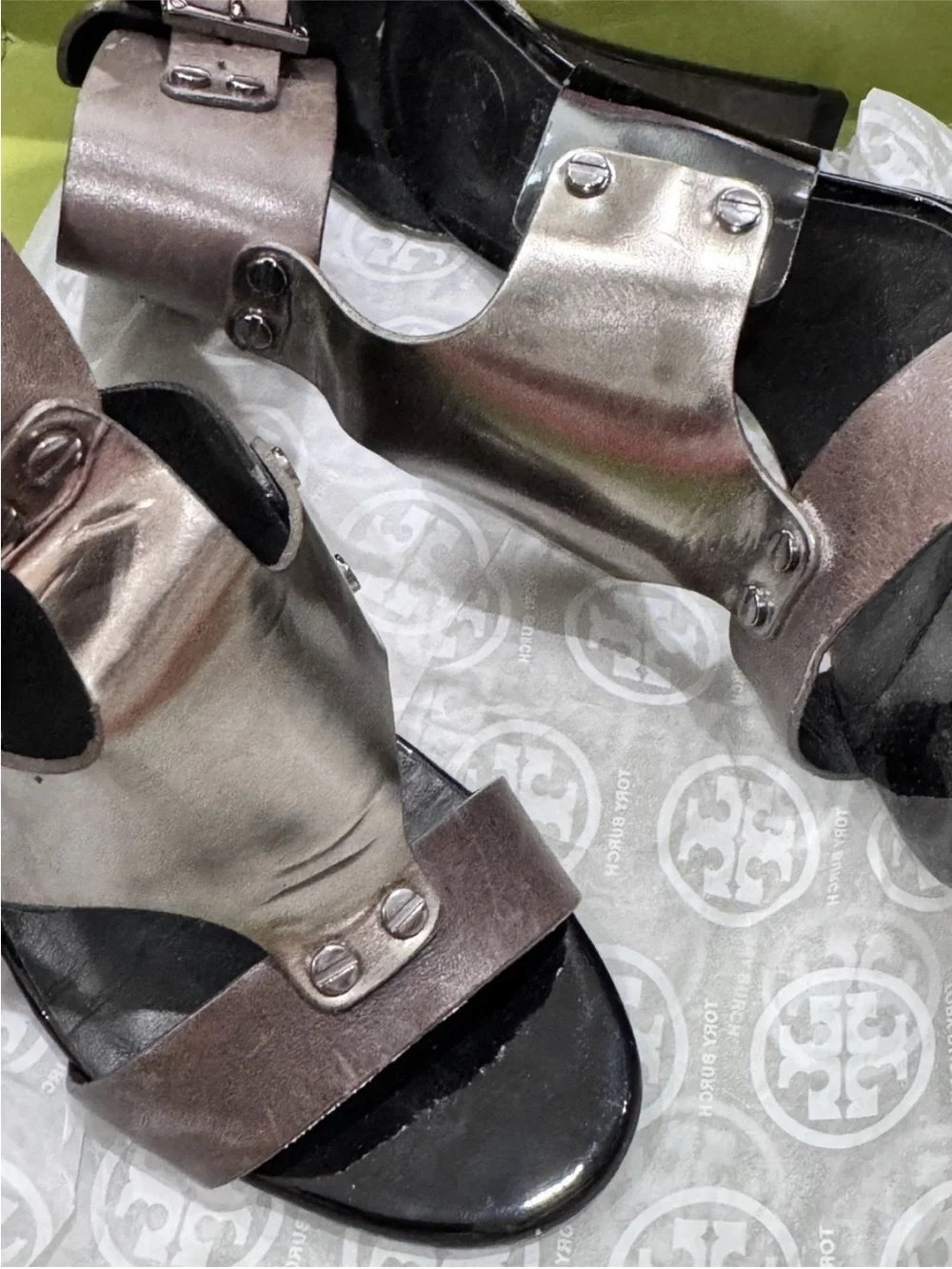 Tory Burch 'Teagen' Patent Metal Gladiator Sandals